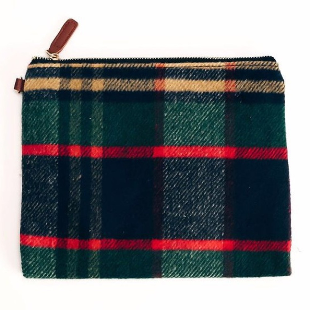 Festive Woven Plaid Zip Clutch - Zippered Bag - Picture 3 of 5